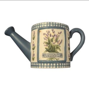 VTG Mary Hughes Designs Ceramic Lavender & Basil Watering Can Decor Planter 2.5"